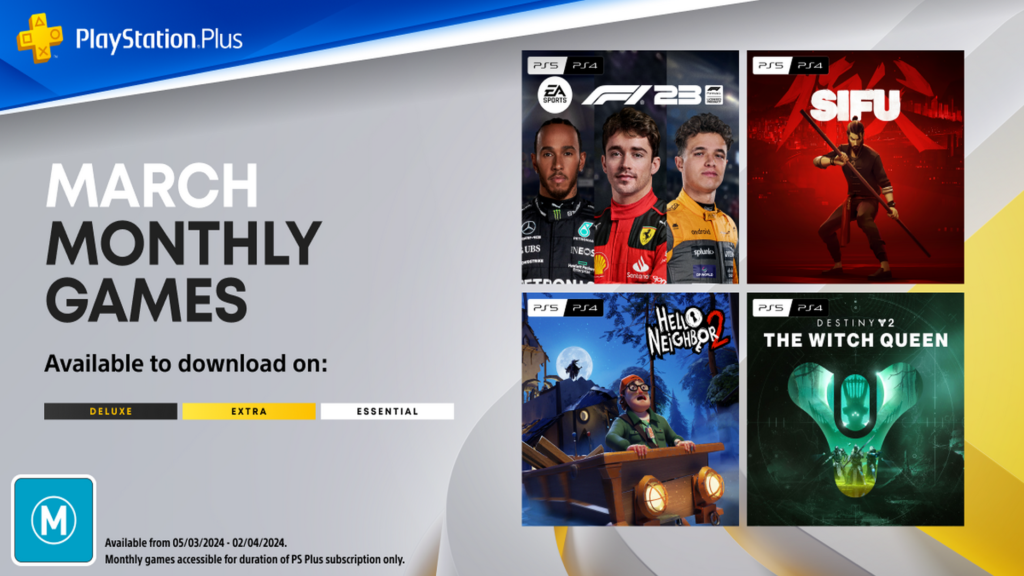 PlayStation Plus Monthly Games For March EA Sports F Sifu Hello Neighbor Destiny